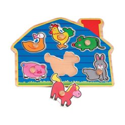 Grosses soldes ???? Imagin Puzzle éveil En Bois Le Monde De La Ferme - 6 Pièces - Bleu ✨
