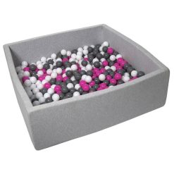 Coupon ???? Piscine à Balles Pour Enfant, 120x120 Cm, Aire De Jeu + 600 Balles Blanc, Rose, Gris ✨