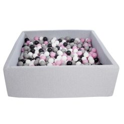 Grosses soldes ???? Piscine à Balles Pour Enfant, 120x120 Cm, Aire De Jeu + 900 Balles Noir,blanc,rose Clair,gris ✔️