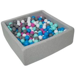 Sortie ???? Piscine à Balles Pour Enfant, 90x90 Cm, Aire De Jeu + 450 Balles Blanc, Bleu, Rose, Gris, Turquoise ????