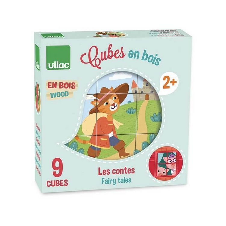 Bon marché ???? Vilac Cubes En Bois Les Contes ???? 3 Bon marché ???? Vilac Cubes En Bois Les Contes ????