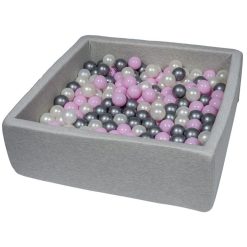 De gros ???? Piscine à Balles Pour Enfant, 90x90 Cm, Aire De Jeu + 300 Balles Perle, Rose Clair, Gris ????