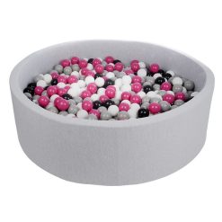 Budget ???? Piscine à Balles Pour Enfant, Diamètre Env.125 Cm, Aire De Jeu + 900 Balles Noir,blanc,rose,gris ????