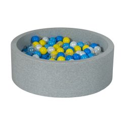 Bon marché ⌛ Piscine à Balles Aire De Jeu + 300 Balles Perle, Transparent, Jaune, Bleu, Bleu Clair ????