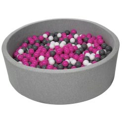 Promo ???? Piscine à Balles Pour Enfant, Diamètre Env.125 Cm + 900 Balles Blanc, Rose, Gris ✔️