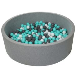 Budget ???? Piscine à Balles Pour Enfant, Diamètre Env.125 Cm, Aire De Jeu + 600 Balles, Gris, Turquoise ⭐