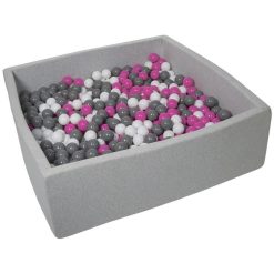 Nouveau ✔️ Piscine à Balles Pour Enfant, 120x120 Cm, Aire De Jeu + 900 Balles Blanc, Rose, Gris ????